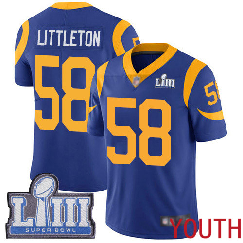 Los Angeles Rams Limited Royal Blue Youth Cory Littleton Alternate Jersey NFL Football #58 Super Bowl LIII Bound Vapor Untouchable->youth nfl jersey->Youth Jersey